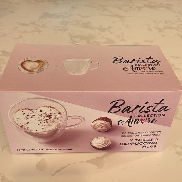 Heart Glass Cappuccino Mugs - Picture 2 of 4